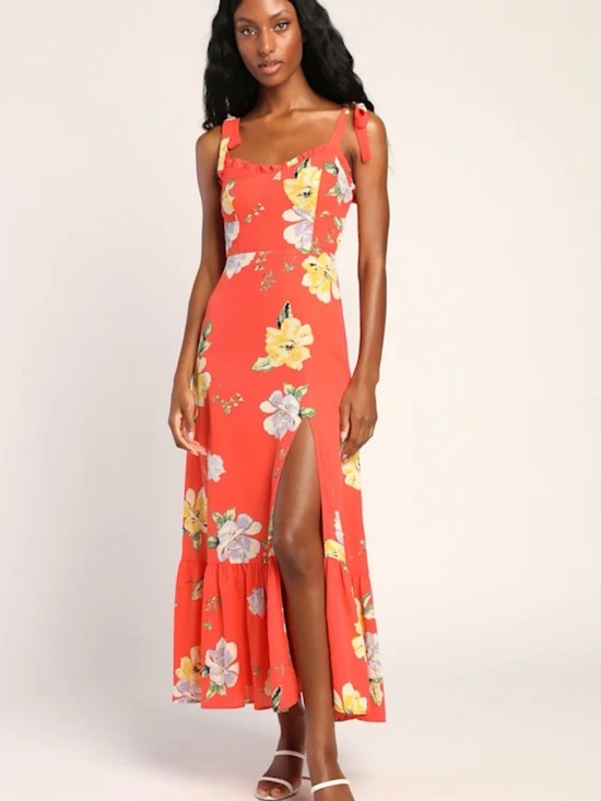 Lulus Dresses & Skirts - Lulu’s Floral Tie-Shoulder Midi Dress